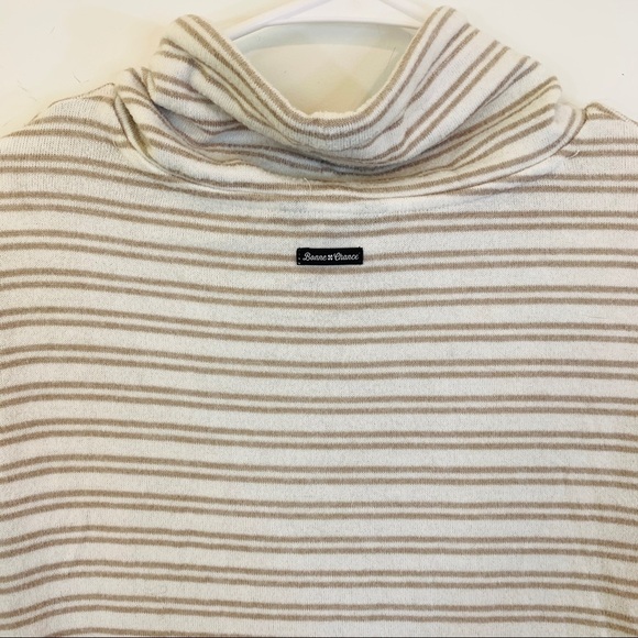 Lucky Brand Bonnie Chance Cowl Neck Beige Striped Sweater - Picture 10 of 12